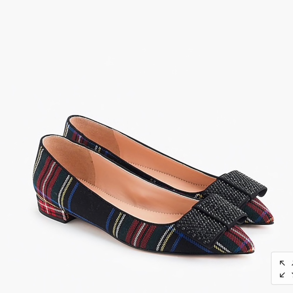 J. Crew Tartan Flat: Pointed-Toe with Bow